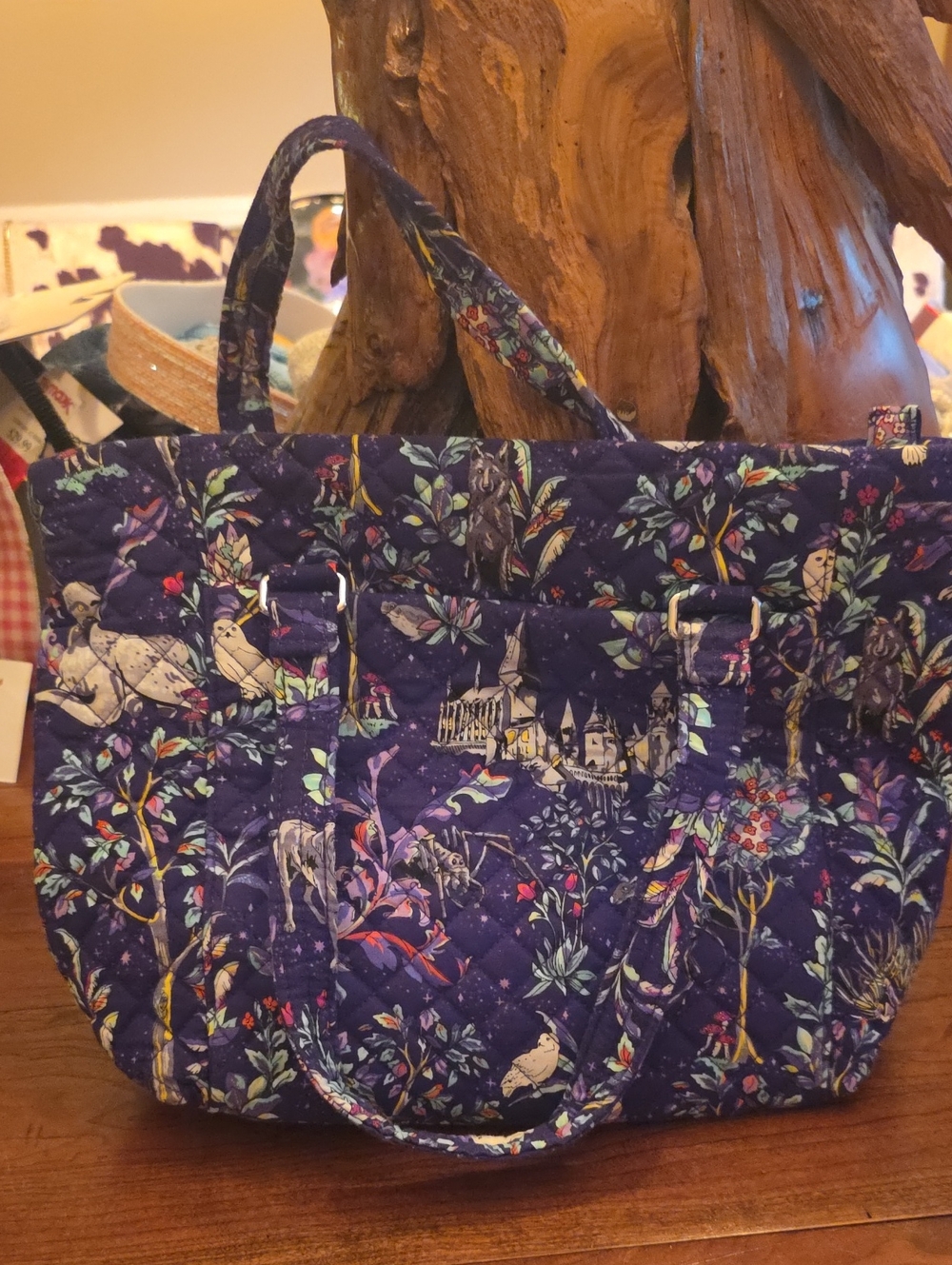 Vera Bradley Harry Potter - Quilted Floral Print Tote Bag - Navy